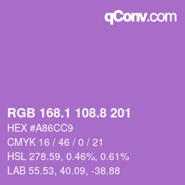 カラーコード: RGB 168.1 108.8 201 | qconv.com