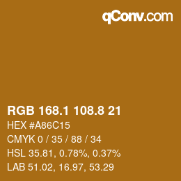 カラーコード: RGB 168.1 108.8 21 | qconv.com