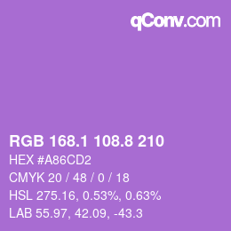 カラーコード: RGB 168.1 108.8 210 | qconv.com