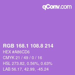 カラーコード: RGB 168.1 108.8 214 | qconv.com