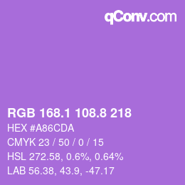 カラーコード: RGB 168.1 108.8 218 | qconv.com