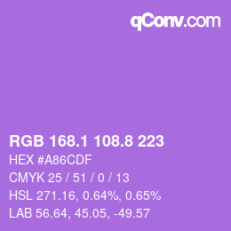 カラーコード: RGB 168.1 108.8 223 | qconv.com