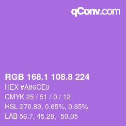 カラーコード: RGB 168.1 108.8 224 | qconv.com