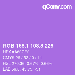カラーコード: RGB 168.1 108.8 226 | qconv.com
