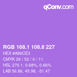 カラーコード: RGB 168.1 108.8 227 | qconv.com