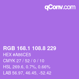 カラーコード: RGB 168.1 108.8 229 | qconv.com