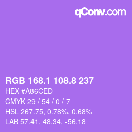 カラーコード: RGB 168.1 108.8 237 | qconv.com