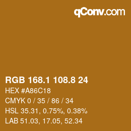 Color code: RGB 168.1 108.8 24 | qconv.com