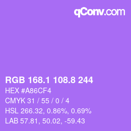 カラーコード: RGB 168.1 108.8 244 | qconv.com