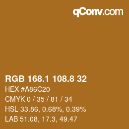 Farbcode: RGB 168.1 108.8 32 | qconv.com