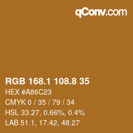 カラーコード: RGB 168.1 108.8 35 | qconv.com