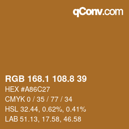 カラーコード: RGB 168.1 108.8 39 | qconv.com