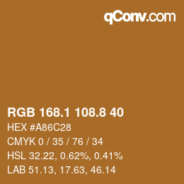 Color code: RGB 168.1 108.8 40 | qconv.com