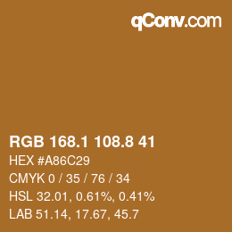 Color code: RGB 168.1 108.8 41 | qconv.com