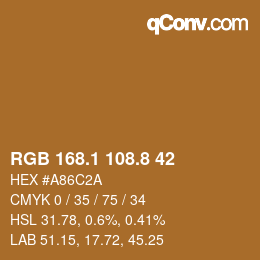 Color code: RGB 168.1 108.8 42 | qconv.com