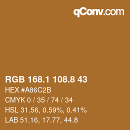 Color code: RGB 168.1 108.8 43 | qconv.com