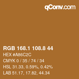 カラーコード: RGB 168.1 108.8 44 | qconv.com