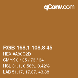 Color code: RGB 168.1 108.8 45 | qconv.com