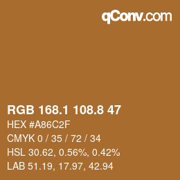 Farbcode: RGB 168.1 108.8 47 | qconv.com
