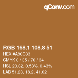 Color code: RGB 168.1 108.8 51 | qconv.com