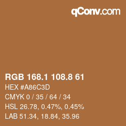 Color code: RGB 168.1 108.8 61 | qconv.com