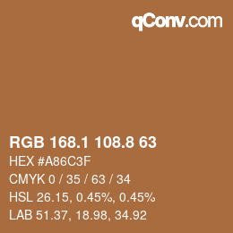 カラーコード: RGB 168.1 108.8 63 | qconv.com