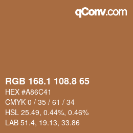 カラーコード: RGB 168.1 108.8 65 | qconv.com
