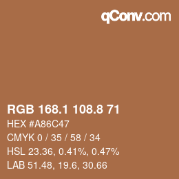 Color code: RGB 168.1 108.8 71 | qconv.com