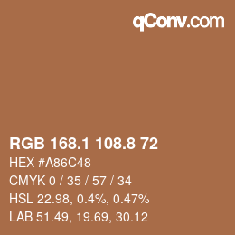 Color code: RGB 168.1 108.8 72 | qconv.com