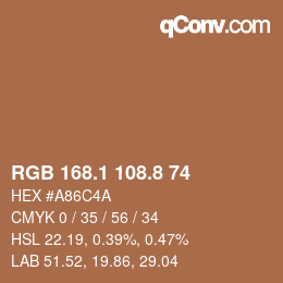 Color code: RGB 168.1 108.8 74 | qconv.com
