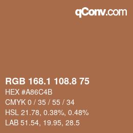 Color code: RGB 168.1 108.8 75 | qconv.com