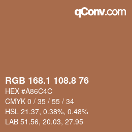 Color code: RGB 168.1 108.8 76 | qconv.com