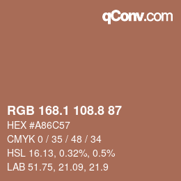 Color code: RGB 168.1 108.8 87 | qconv.com