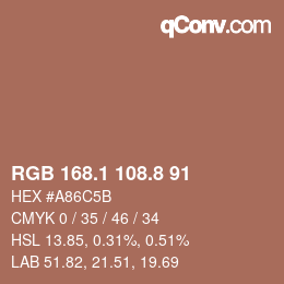 Farbcode: RGB 168.1 108.8 91 | qconv.com