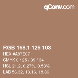 Color code: RGB 168.1 126 103 | qconv.com