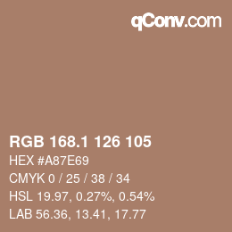 カラーコード: RGB 168.1 126 105 | qconv.com