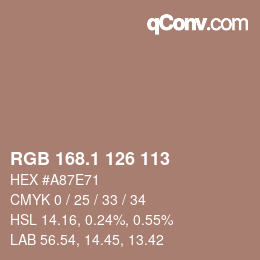 Color code: RGB 168.1 126 113 | qconv.com