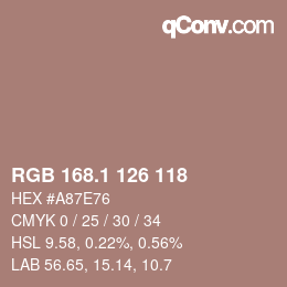 カラーコード: RGB 168.1 126 118 | qconv.com