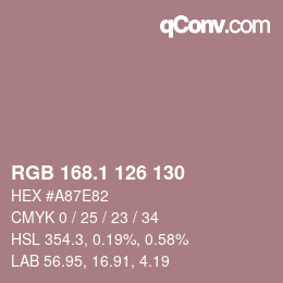 カラーコード: RGB 168.1 126 130 | qconv.com
