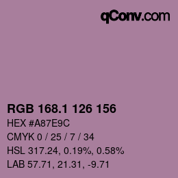 カラーコード: RGB 168.1 126 156 | qconv.com