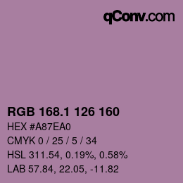 カラーコード: RGB 168.1 126 160 | qconv.com