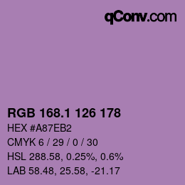 カラーコード: RGB 168.1 126 178 | qconv.com