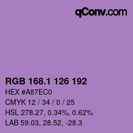 カラーコード: RGB 168.1 126 192 | qconv.com
