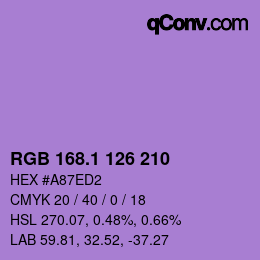 カラーコード: RGB 168.1 126 210 | qconv.com