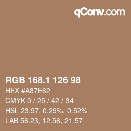 Color code: RGB 168.1 126 98 | qconv.com
