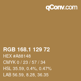 カラーコード: RGB 168.1 129 72 | qconv.com