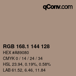 カラーコード: RGB 168.1 144 128 | qconv.com