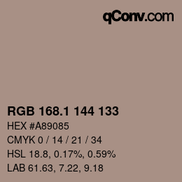 カラーコード: RGB 168.1 144 133 | qconv.com
