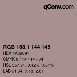 カラーコード: RGB 168.1 144 145 | qconv.com