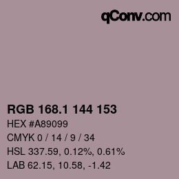 カラーコード: RGB 168.1 144 153 | qconv.com